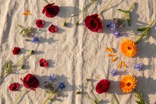 Wildflowers Flat Lay on Natural Linen
