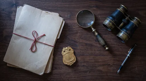 Vintage Detective Tools on Wooden Desk