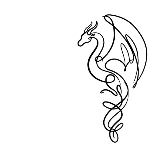 Minimalist Line Art Dragon Illustration