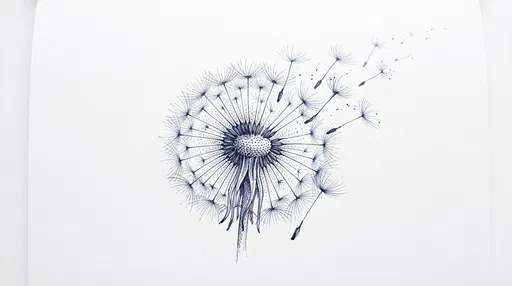 Indigo Ink Dandelion Seed Sketch