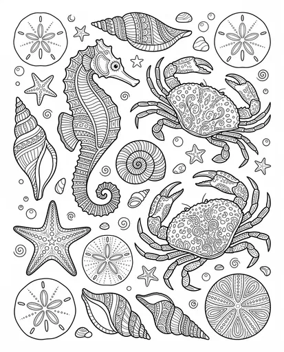 Marine Life Coloring Page Illustration