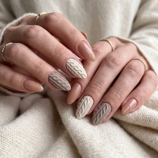 Cozy Winter Sweater Nail Art Manicure