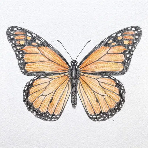 Colored Pencil Monarch Butterfly Drawing