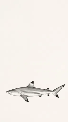 Minimalist Graphite Blacktip Reef Shark Illustration
