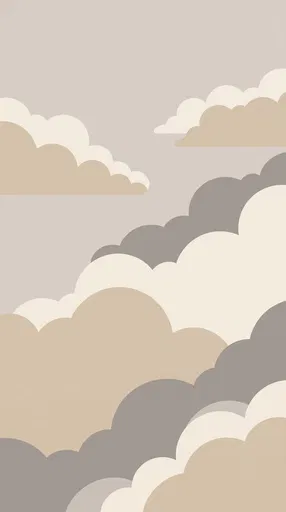 Minimalist Neutral Layered Clouds Illustration