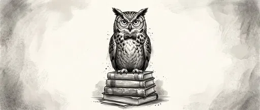 Wise Owl Perched on Books