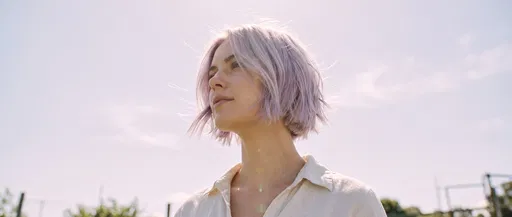 Woman With Pastel Lavender Bob Outdoors