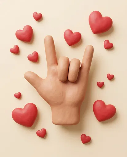 Clay Hand Making I Love You Sign