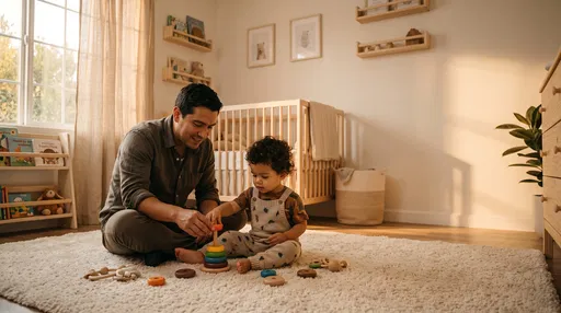 Father and Toddler Playing in Nursery