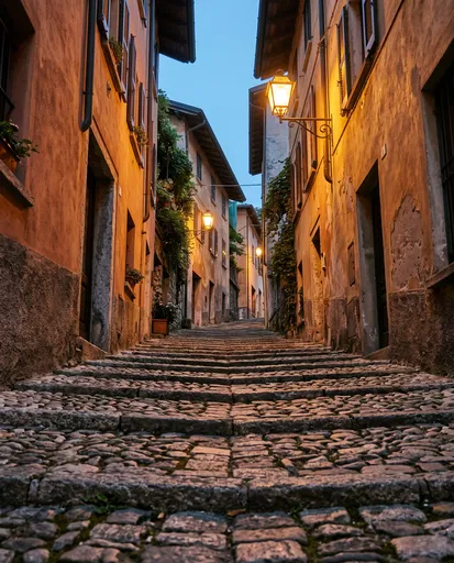 Cobblestone Steps in Historic European Alley