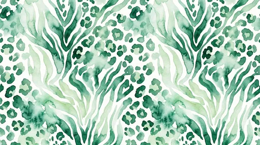 Green Watercolor Leopard and Zebra Pattern