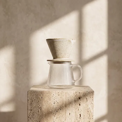 Stoneware Pour-Over Coffee Maker on Pedestal
