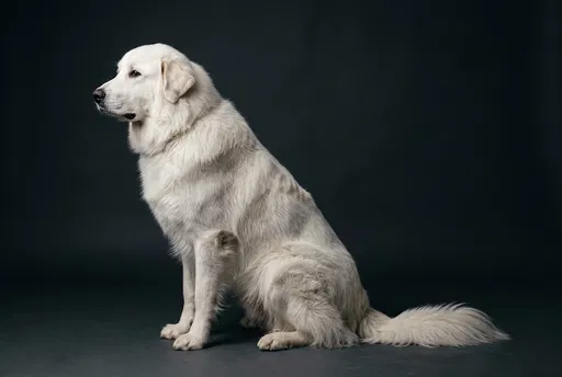 White Great Pyrenees Dog Studio Portrait