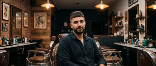 Bearded Man Sitting in Classic Barbershop