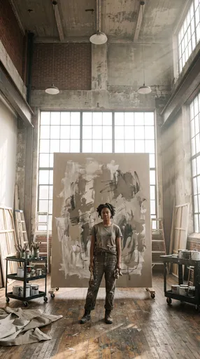 Young Artist Standing in Industrial Loft Studio