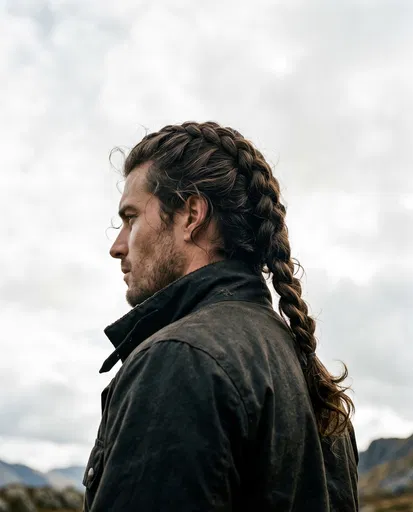 Man With Braided Hair Outdoors