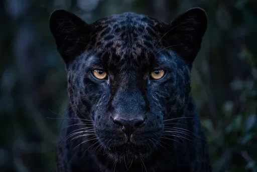 Close-Up Portrait of a Black Leopard