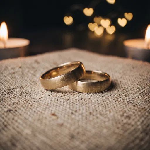 Gold Wedding Bands With Heart Bokeh