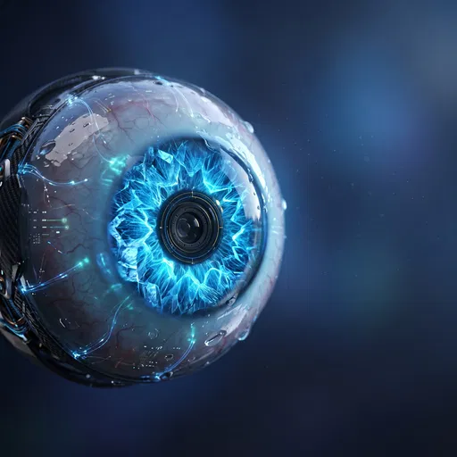 Glowing Blue Bionic Cybernetic Eye