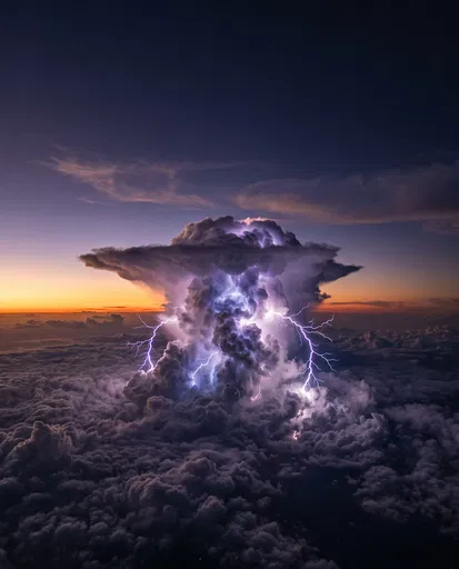 Aerial View of Lightning Storm Cloud