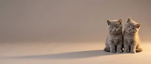 Two Grey British Shorthair Kittens Studio Banner