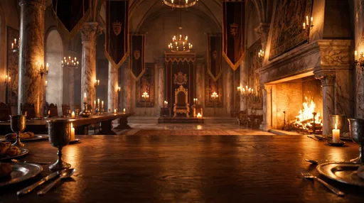 Medieval Banquet Table in Grand Throne Room