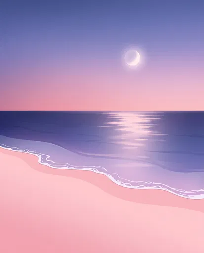 Minimalist Pastel Pink Beach at Twilight