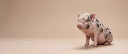 Spotted Piglet Sitting on Beige Backdrop