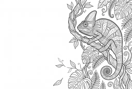 Veiled Chameleon Jungle Vine Coloring Page