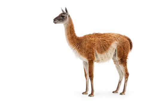 Full Body Guanaco Isolated on White
