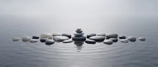 Symmetrical Zen Stones in Calm Water