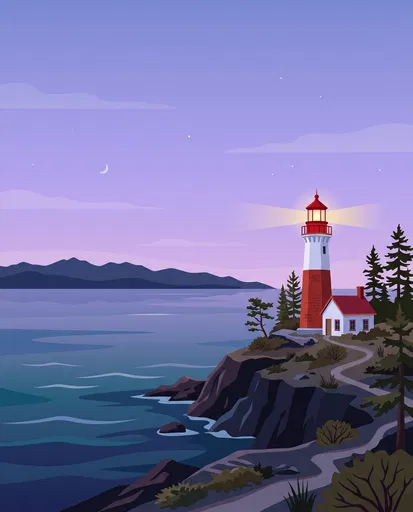 Coastal Lighthouse on Cliffs at Twilight