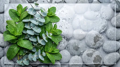 Mint and Eucalyptus on Wet Acrylic