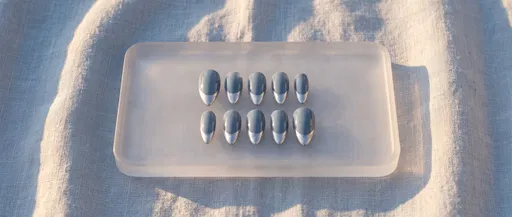 Slate Blue Silver Tip Press-On Nails