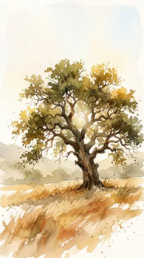 Watercolor Coast Live Oak Tree Illustration