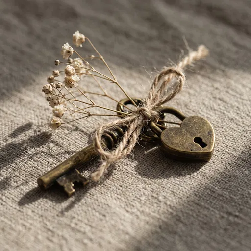 Vintage Brass Key and Heart Padlock