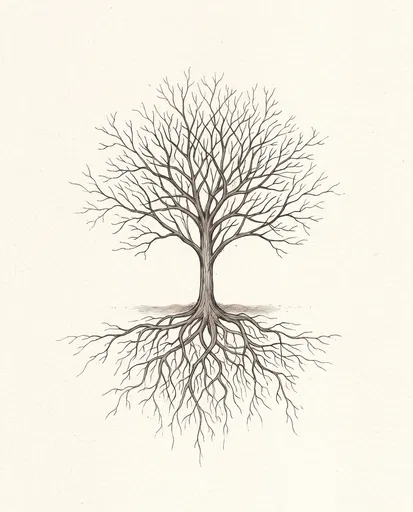 Bare Tree With Exposed Roots Illustration
