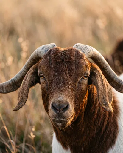 Close-Up Portrait of Boer Buck Goat