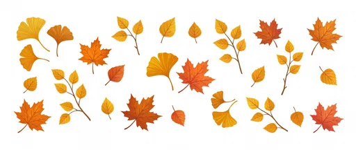 Autumn Leaves Clipart Set on White