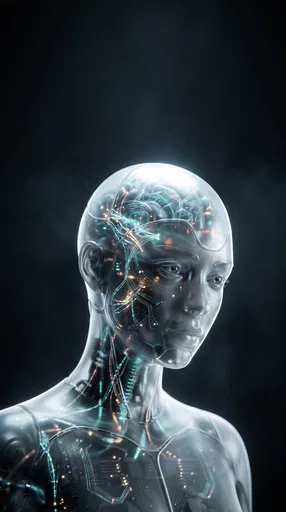Translucent Android with Glowing Neural Brain