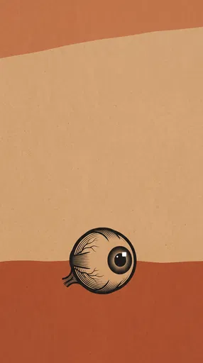 Minimalist Anatomical Eyeball Illustration on Terracotta