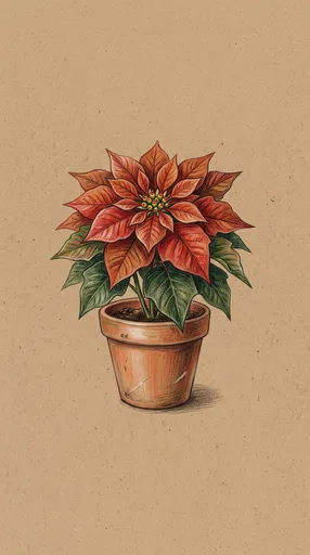 Colored Pencil Poinsettia on Kraft Paper