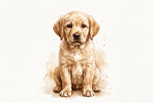 Watercolor Golden Retriever Puppy Illustration