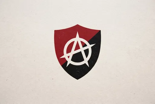 Red and Black Anarchist Shield Symbol