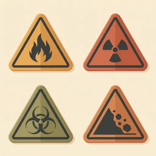 Four Earthy Triangular Hazard Warning Icons