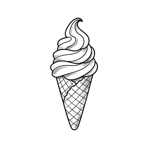Black and White Ice Cream Cone Illustration