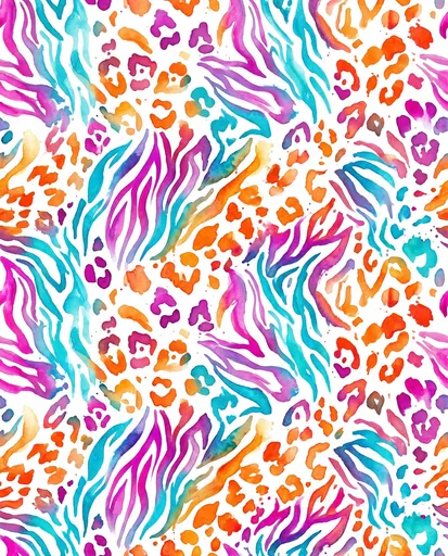 Vibrant Watercolor Animal Print Seamless Pattern