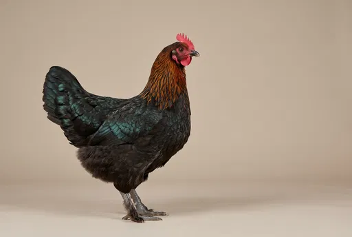 Black Copper Marans Hen Studio Portrait