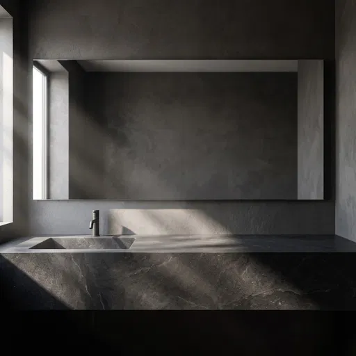 Minimalist Dark Stone Bathroom Vanity Countertop