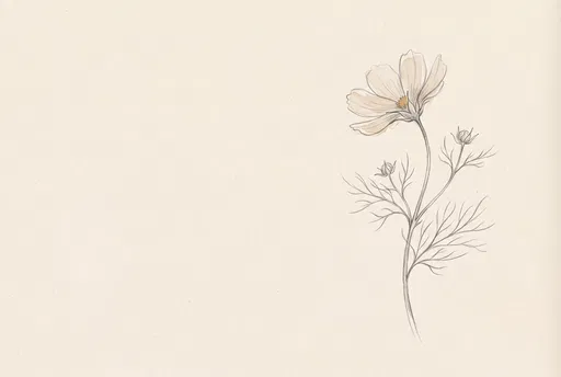 Minimalist Botanical Cosmos Flower Sketch